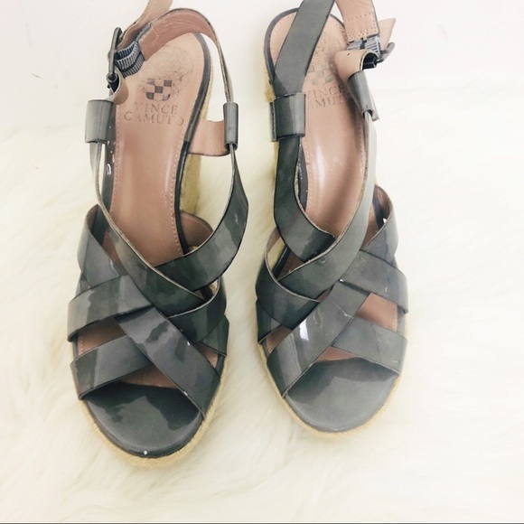 Vince Camuto Gray patent leather wedges - Picture 1 of 8
